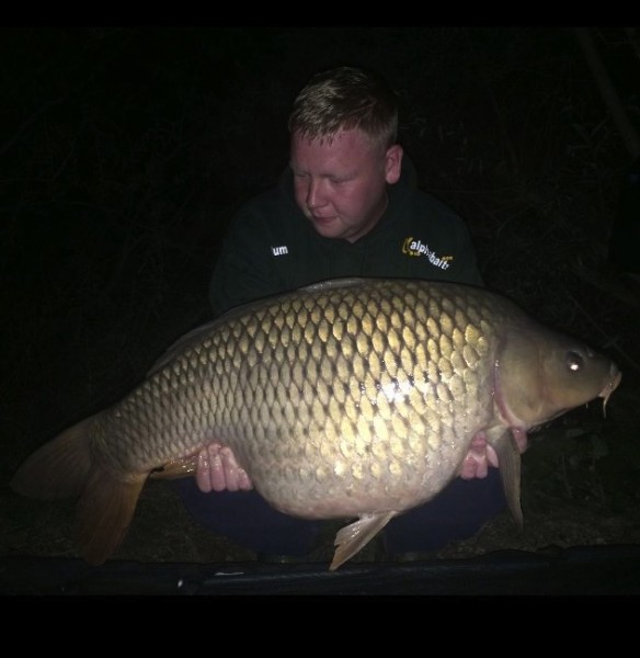 Callum with a cracking 37.00lb common from Dunkerque