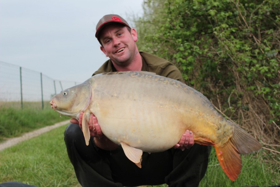 Daniel Pearson with his first fish at 41lb from Shingles 25.4.17