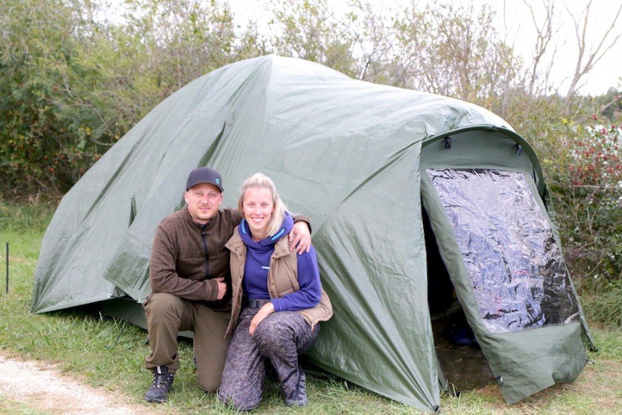 Sven and Lisa in their makeshift refugee camp. Trakker must be quaking in their boots!