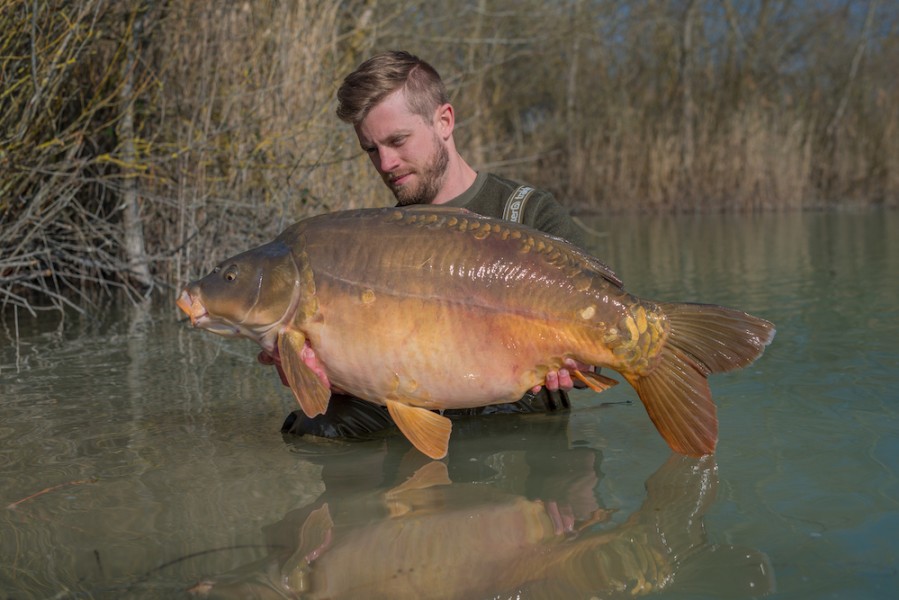 Julien Blot with a 44lb mirror from Bacheliers